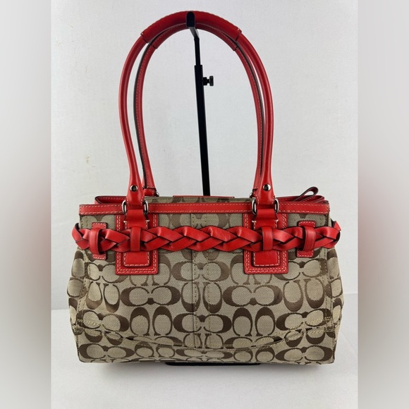 Coach Hampton Signature Canvas Leather Handbag Medium Size. - Picture 7 of 17